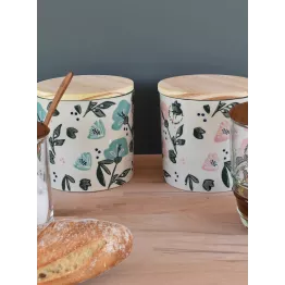 Duo de pots en grès avec couvercle modèle colorada blanc