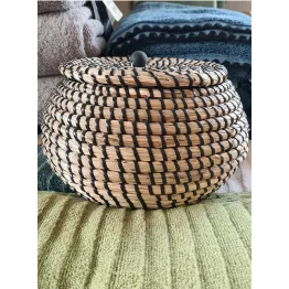 Ensemble osier panière ronde avec couvercle