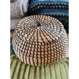 Ensemble osier panière ronde avec couvercle