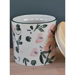 Duo de pots en grès avec couvercle modèle colorada blanc
