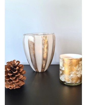 Vase de table en verre à bandes