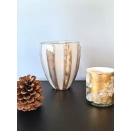 Vase de table en verre à bandes