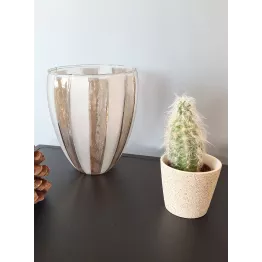 Vase de table en verre à bandes