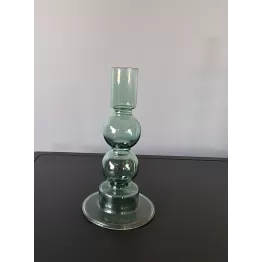 Petit bougeoir en verre  vert