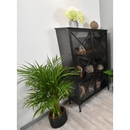 Cache-pot motif tressé noir modèle Corte, modèle large