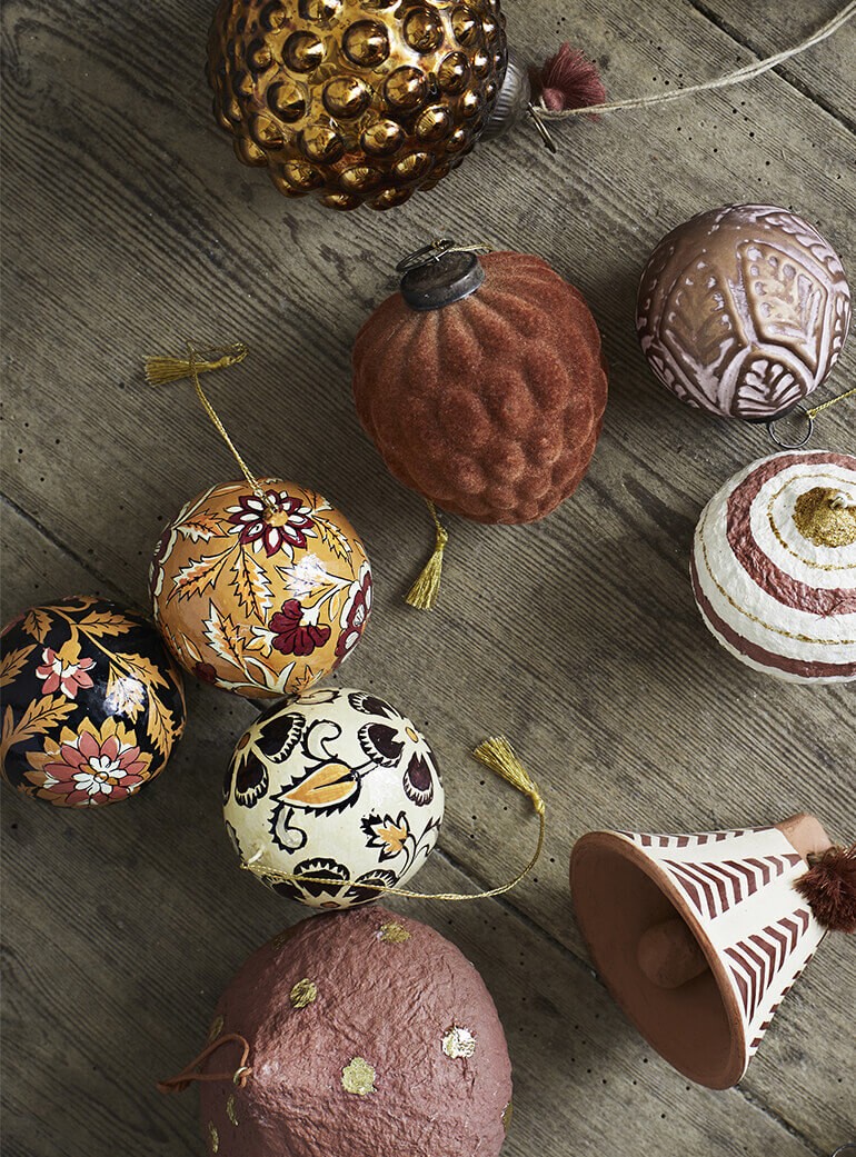 Trio de boules de noel papier maché