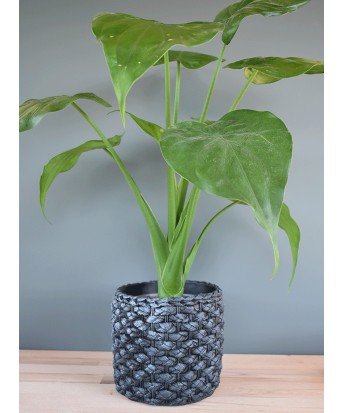 Cache-pot motif tressé noir modèle Corte, modèle médium