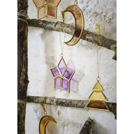 Trio de sapins en verre coloré