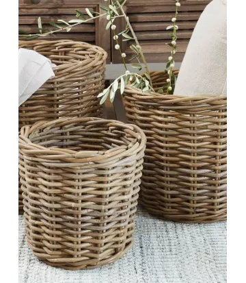 Ensemble de 3 paniers en rotin