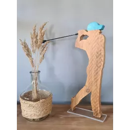 Décoration en bois de golfeur