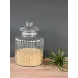 Bocal hermétique en verre strié avec couvercle