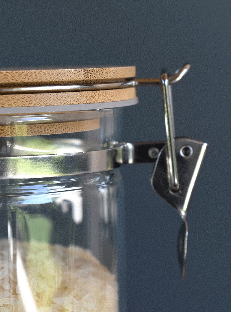 Bocal de conservation en verre avec couvercle bois sérigraphié sucre