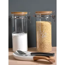 Bocal de conservation en verre avec couvercle sérigraphié riz