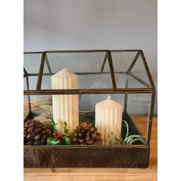 Mini serre d’intérieur en verre et laiton rectangulaire