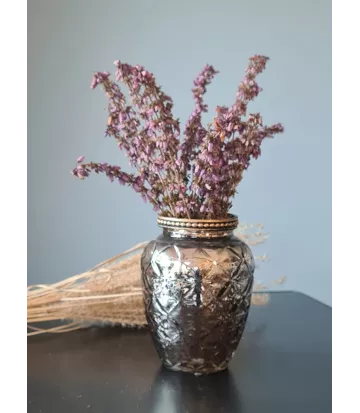 Petit vase argenté avec bord perlé