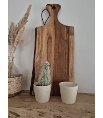 Duo de petits photophores en grès beige