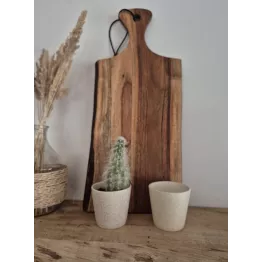 Duo de petits photophores en grès beige