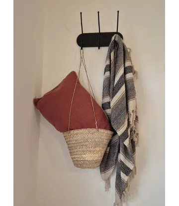 Housse de coussin en lin bordeaux 40 x 65 cm