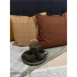 Housse de coussin coton motif léopard couleur auburn