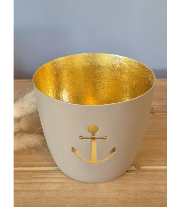 Photophore en métal ancre