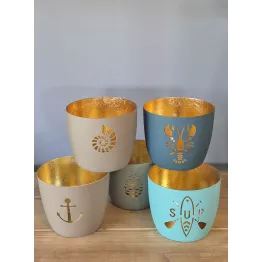 Photophore en métal ancre