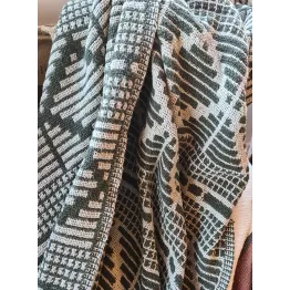 Plaid confortable vert et blanc