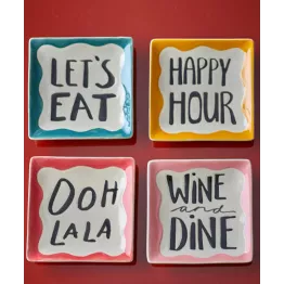 Set assiettes carrées en grès Bloomingville x 4, convivialité et design original