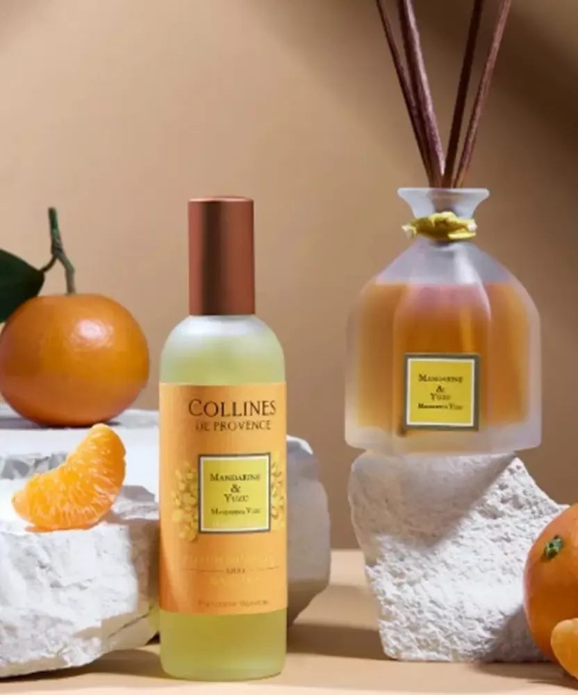 Duo de notes acidulées  et gourmandes pour ce parfum d'intérieur