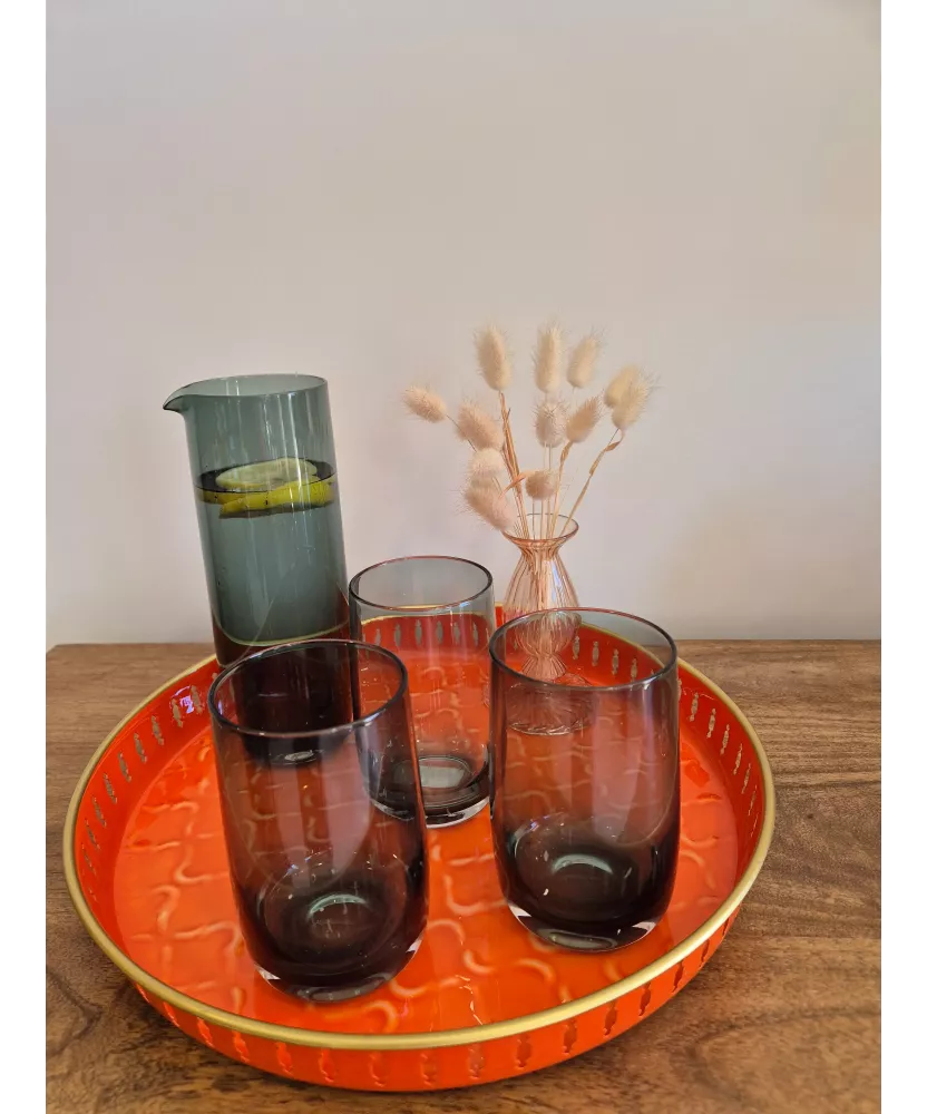 Carafe verte en verre soufflé