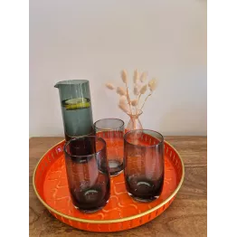 Carafe verte en verre soufflé