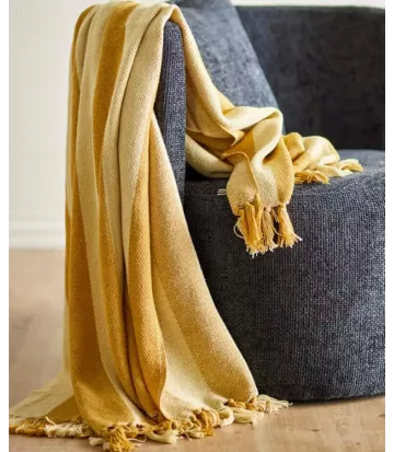 Frello Plaid jaune Bloomingville | Plaid déco chaleureux