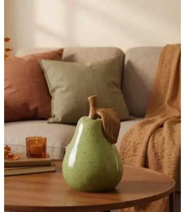 Objet déco salon poire vert et brun | Décoration nature