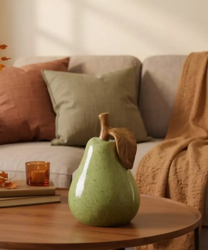 Objet déco salon poire vert et brun | Décoration nature