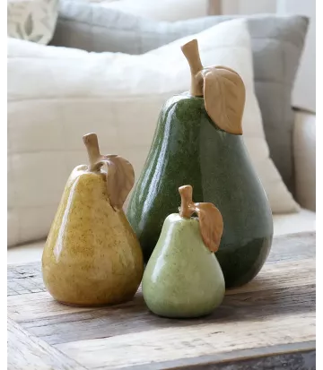 Objet déco salon poire vert et brun | Décoration nature
