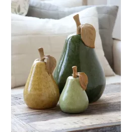 Objet déco salon poire vert et brun | Décoration nature