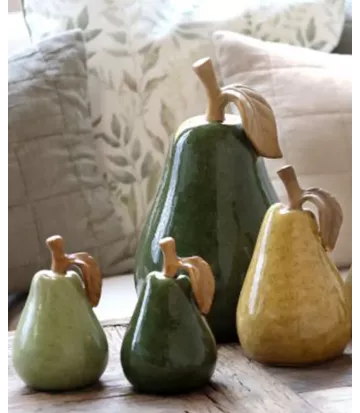 Objet déco salon poire vert et brun | Décoration nature