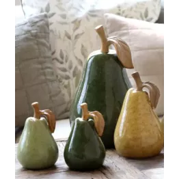 Objet déco salon poire vert et brun | Décoration nature