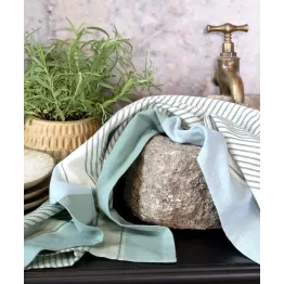 Torchon cuisine Chic Antique à rayures vert sauge
