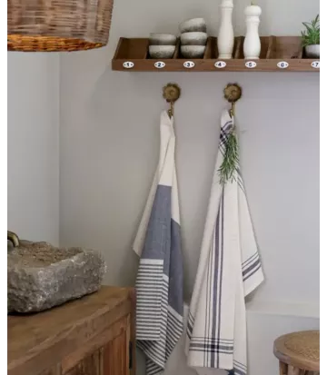 Torchon à rayures bleu marine et crème | Chic Antique