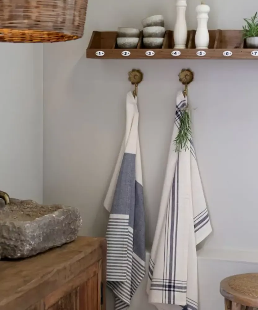 Torchon à rayures bleu marine et crème | Chic Antique