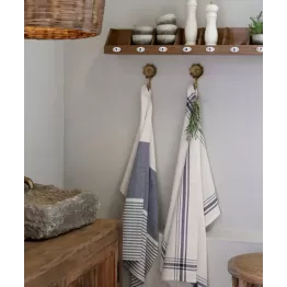 Torchon à rayures bleu marine et crème | Chic Antique