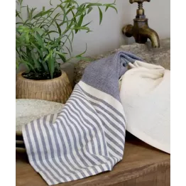 Torchon à rayures bleu marine et crème | Chic Antique