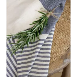 Torchon à rayures bleu marine et crème | Chic Antique