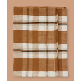 Nappe coton à carreaux marron et écru 150x150 cm