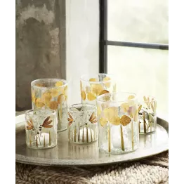 Photophore transparent Madam Stoltz en verre et fleurs séchées | Déco bohème