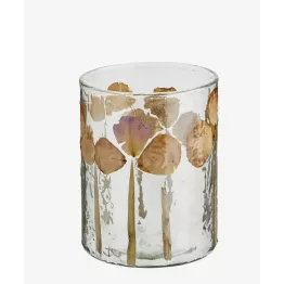Photophore transparent Madam Stoltz en verre et fleurs séchées | Déco bohème