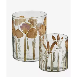 Photophore transparent Madam Stoltz en verre et fleurs séchées | Déco bohème