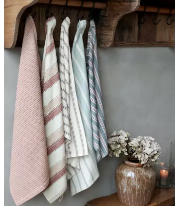 Torchon Chic Antique rayé terracotta et écru
