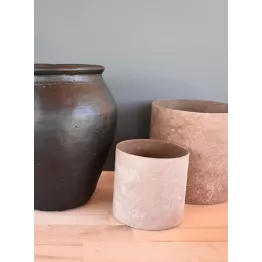 Photophore rond en verre mocha