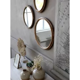 Miroir cadre bambou naturel de diamètre 24 cm